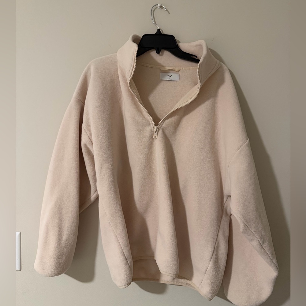 TNA Aritzia Cream Quarter-Zip Sweater Medium